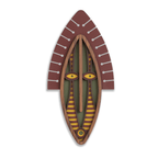 #42 + #41 + #40 שלישיית מסכות אפריקאיות מודרניות – מסכת קיר מעץ בעבודת יד, Umasqu